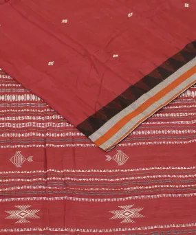 Maroon cotton handwoven kotpad saree