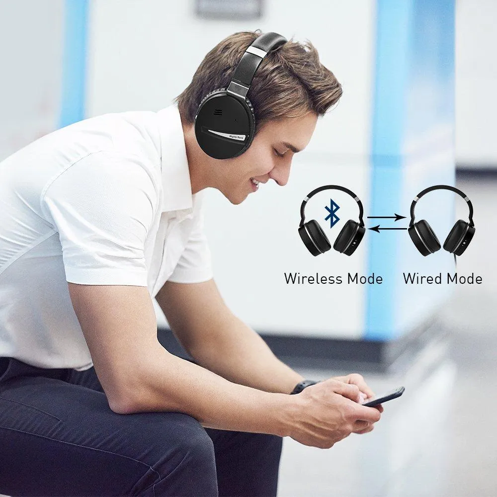 Meidong Mighty Rock E8D Active Noise Cancelling Bluetooth Headphones Over Ear HiFi Stereo Deep Bass Wireless Headset Built in Microphones Comfortable Earpads