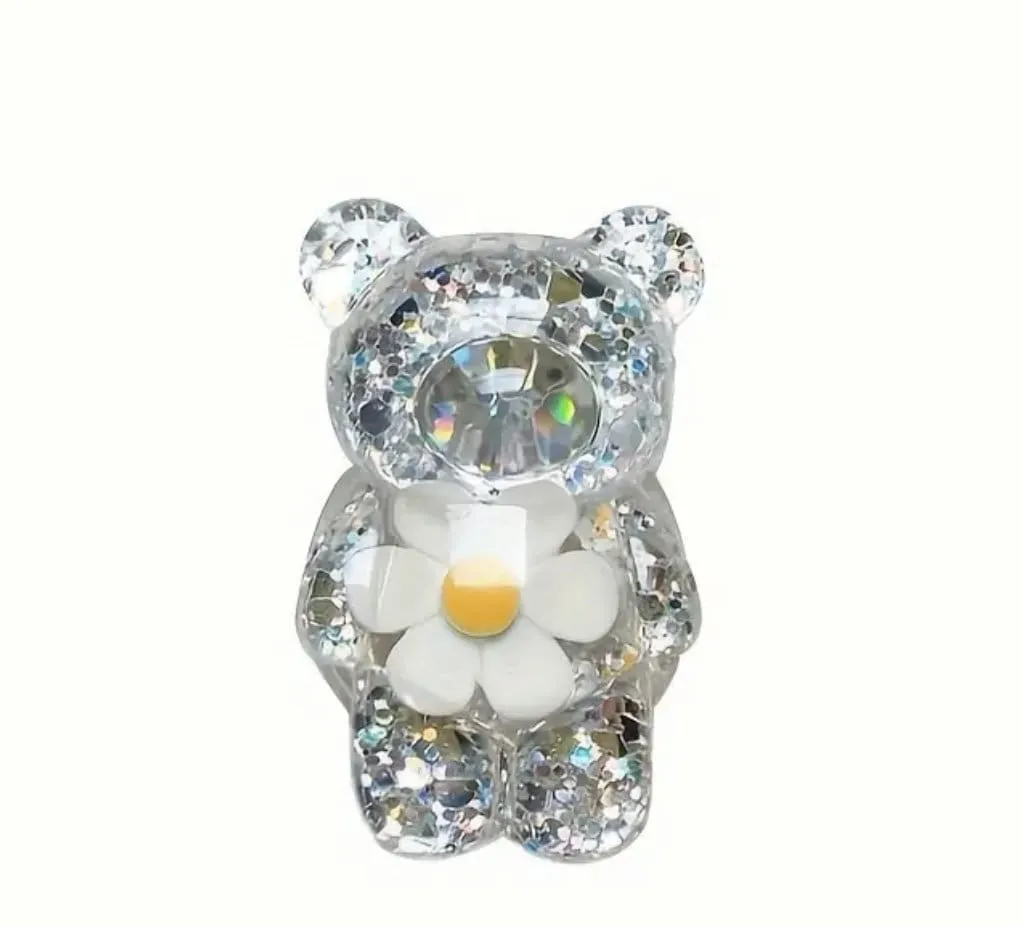 Mobile Phone Finger Stand Cute Bear Daisy Phone Comfortable Grip Anti-Slip Creative Flexible Light Cell Phone Stands 3D Laser Phone