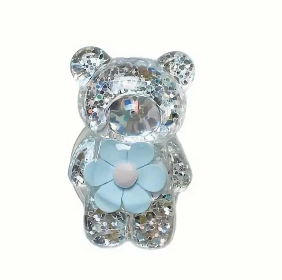 Mobile Phone Finger Stand Cute Bear Daisy Phone Comfortable Grip Anti-Slip Creative Flexible Light Cell Phone Stands 3D Laser Phone