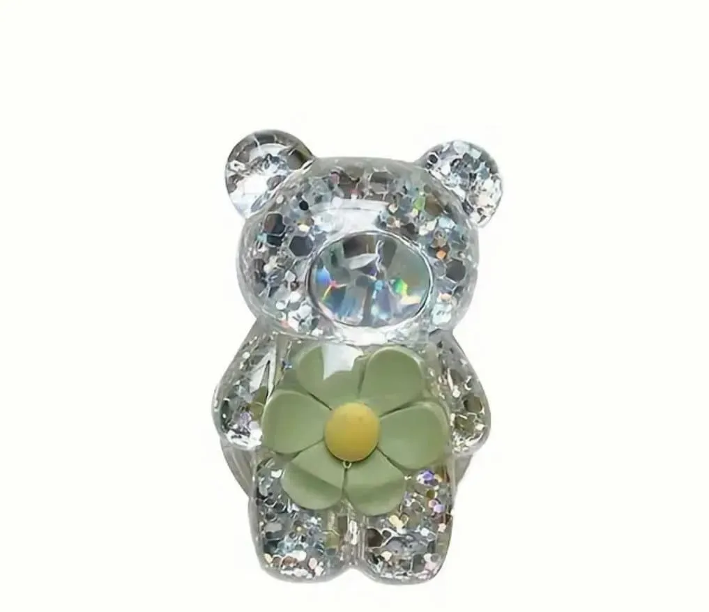 Mobile Phone Finger Stand Cute Bear Daisy Phone Comfortable Grip Anti-Slip Creative Flexible Light Cell Phone Stands 3D Laser Phone