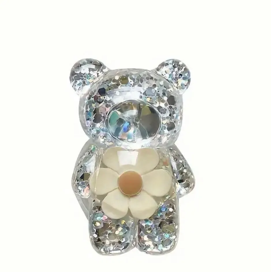 Mobile Phone Finger Stand Cute Bear Daisy Phone Comfortable Grip Anti-Slip Creative Flexible Light Cell Phone Stands 3D Laser Phone