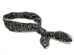 MULTI-FUNCTIONAL BENDY FLORAL HEADBAND/ NECK-WRIST-HAIR TIE - BLACK LACE FLORAL