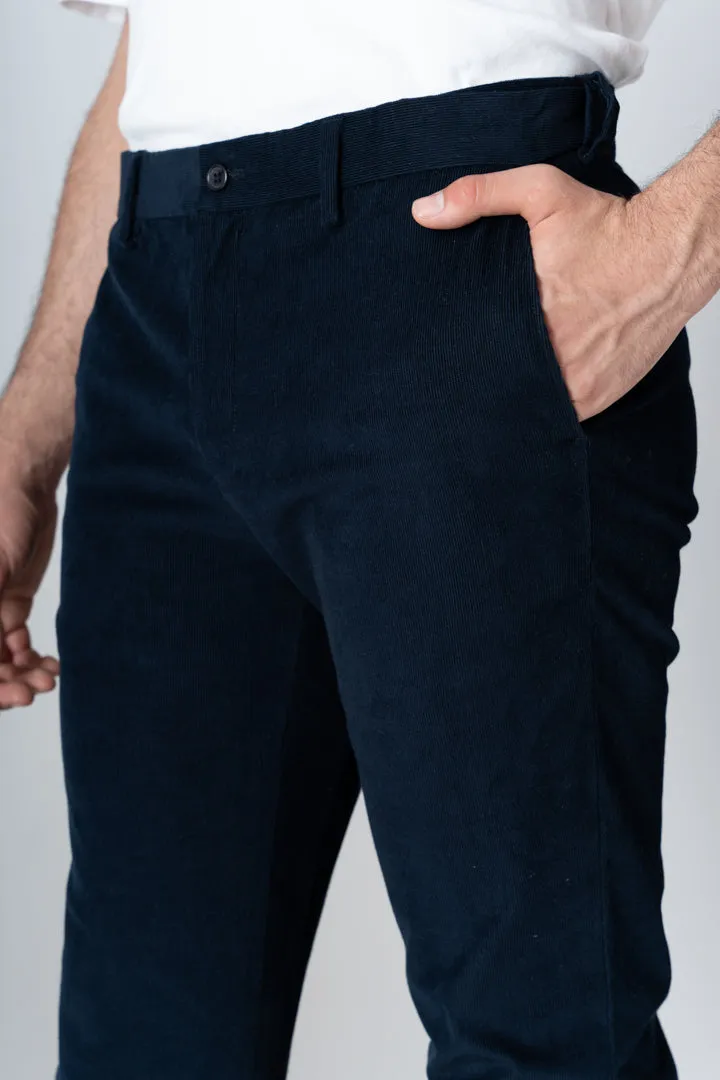 Navy Corduroy Stretch Pants