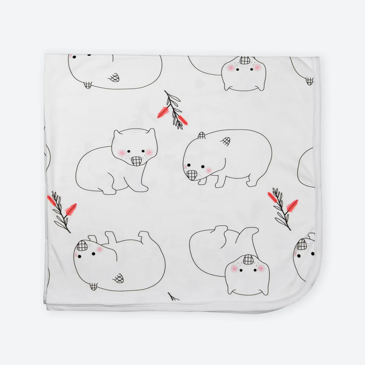 Organic Cotton Baby Blanket -Wombats