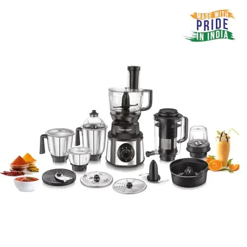 Prestige Endura Pro 1000W Multi Functional Mixer Grinder with Ball Bearing Technology|6 Jars with food processing attachments |14 different functionalities