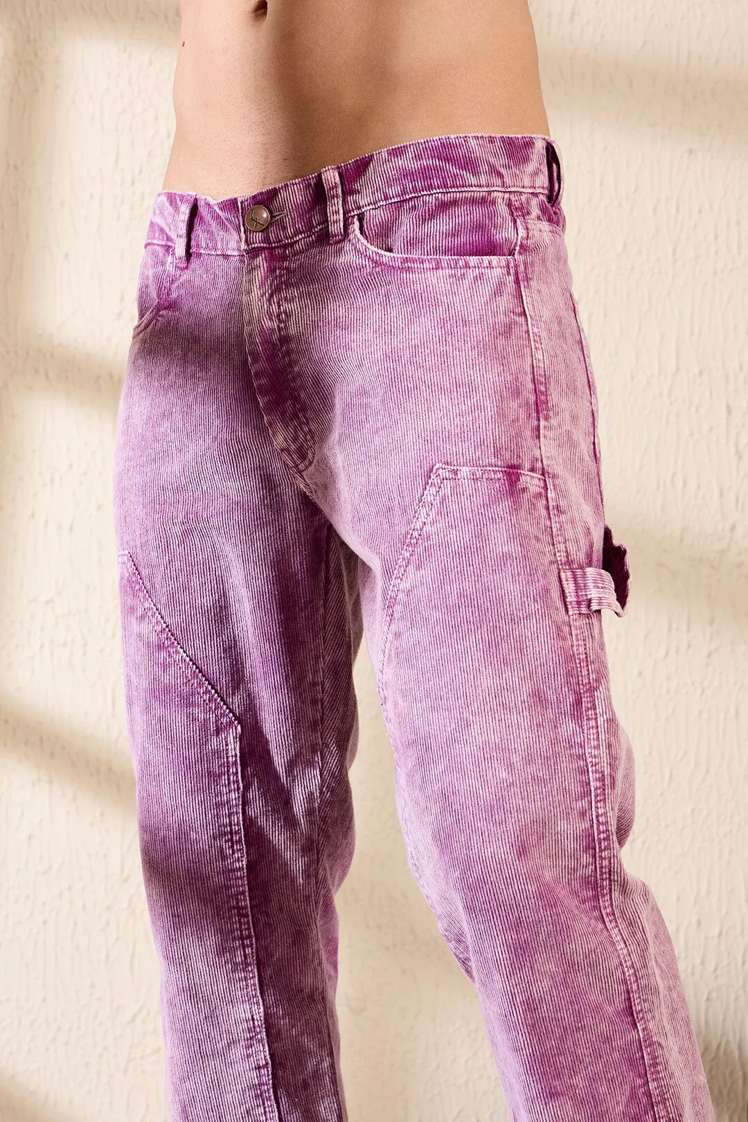 Purple Cord Dyed Carpenter Pants