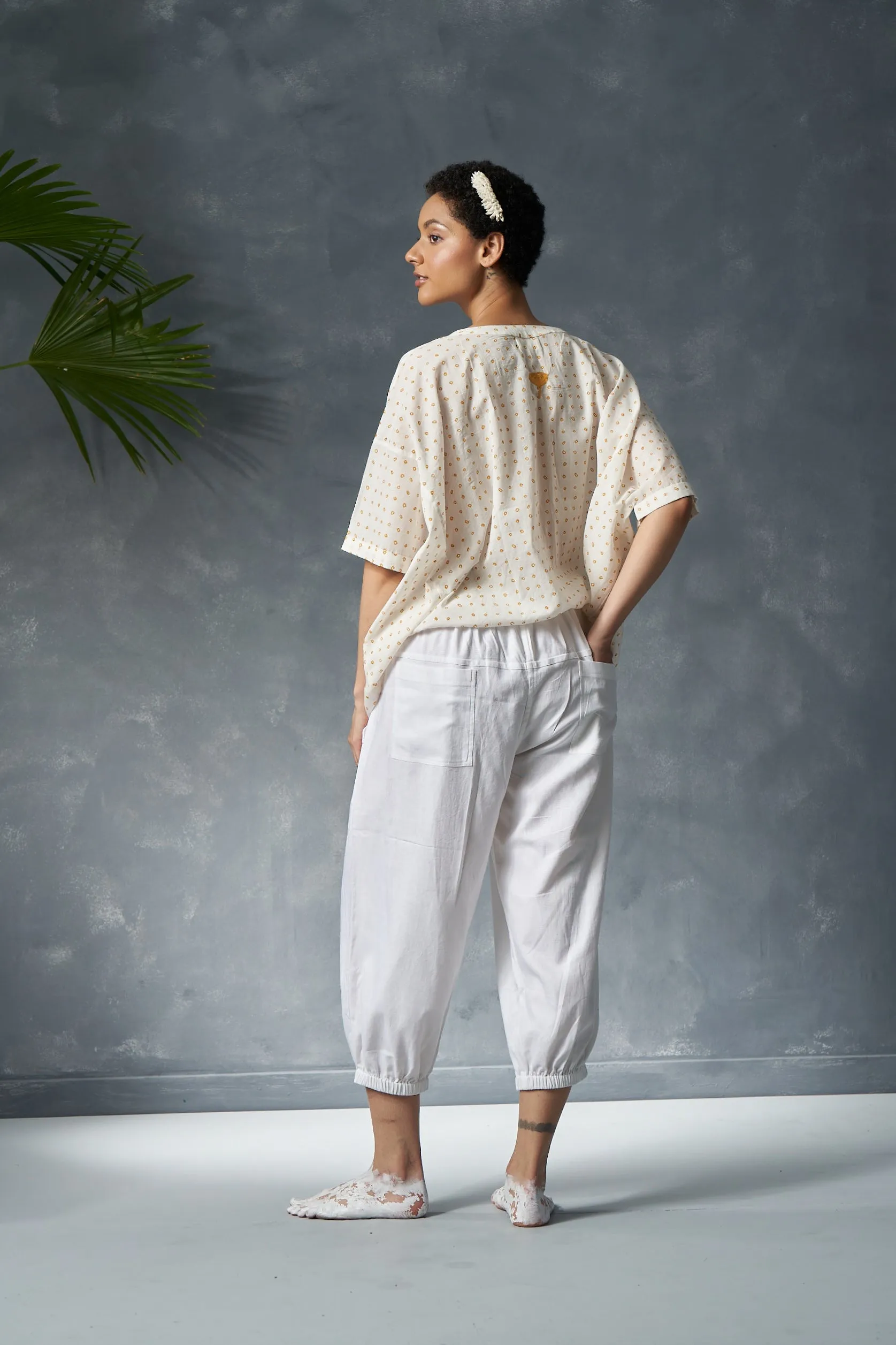 Sol gathered waist crop pants