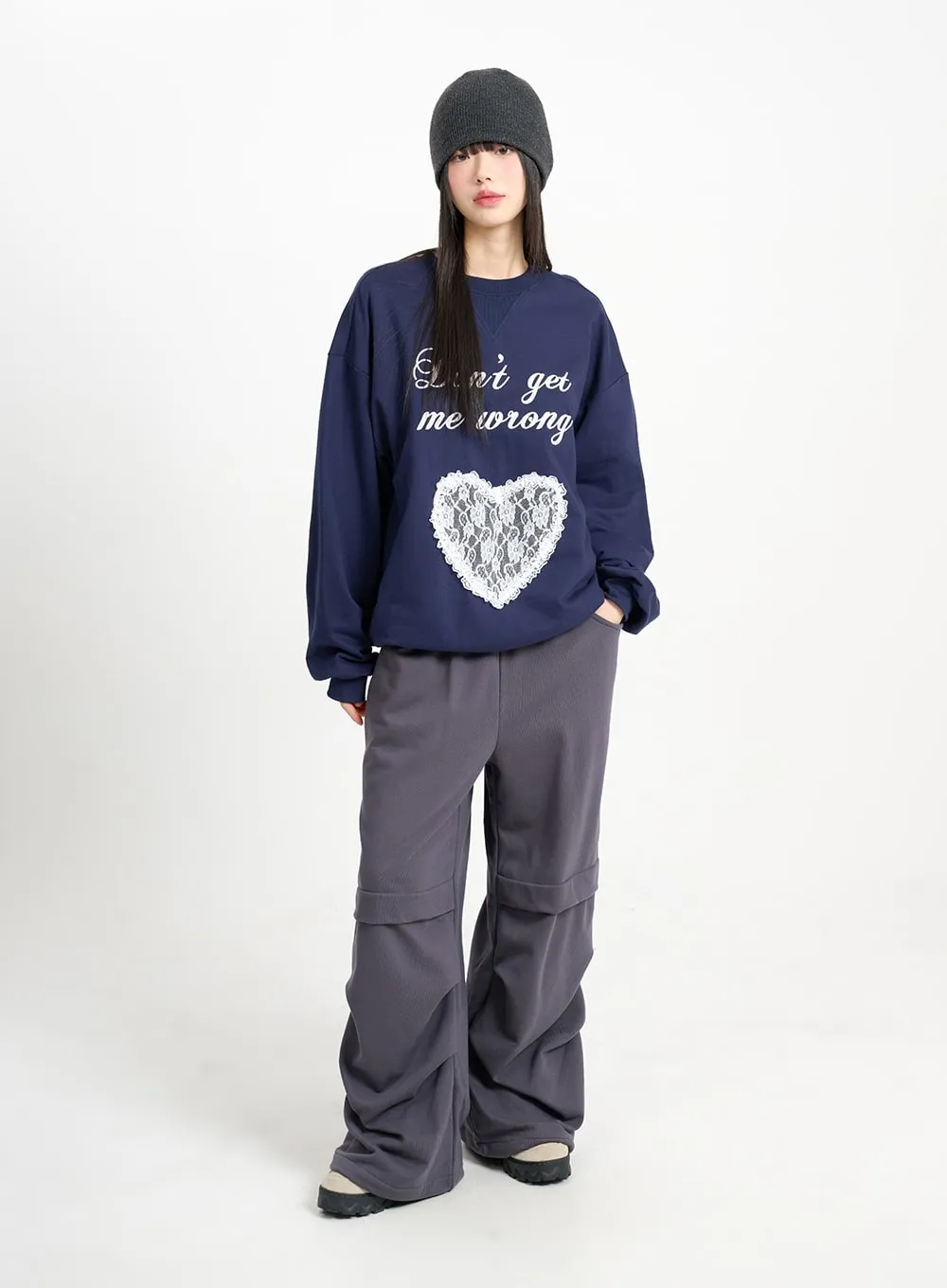 Solid Cotton Wide Sweatpants CM415