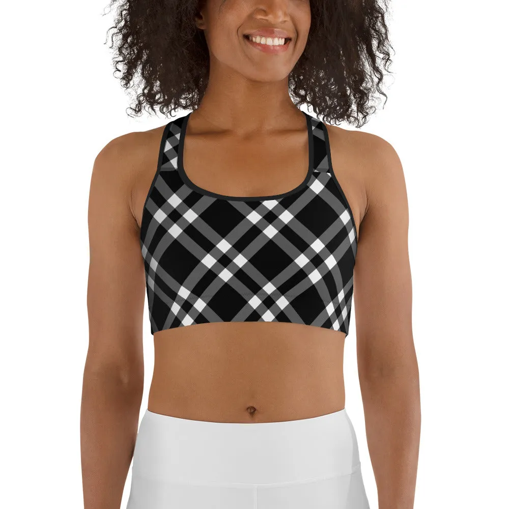 Sports Bra Black and White Gingham