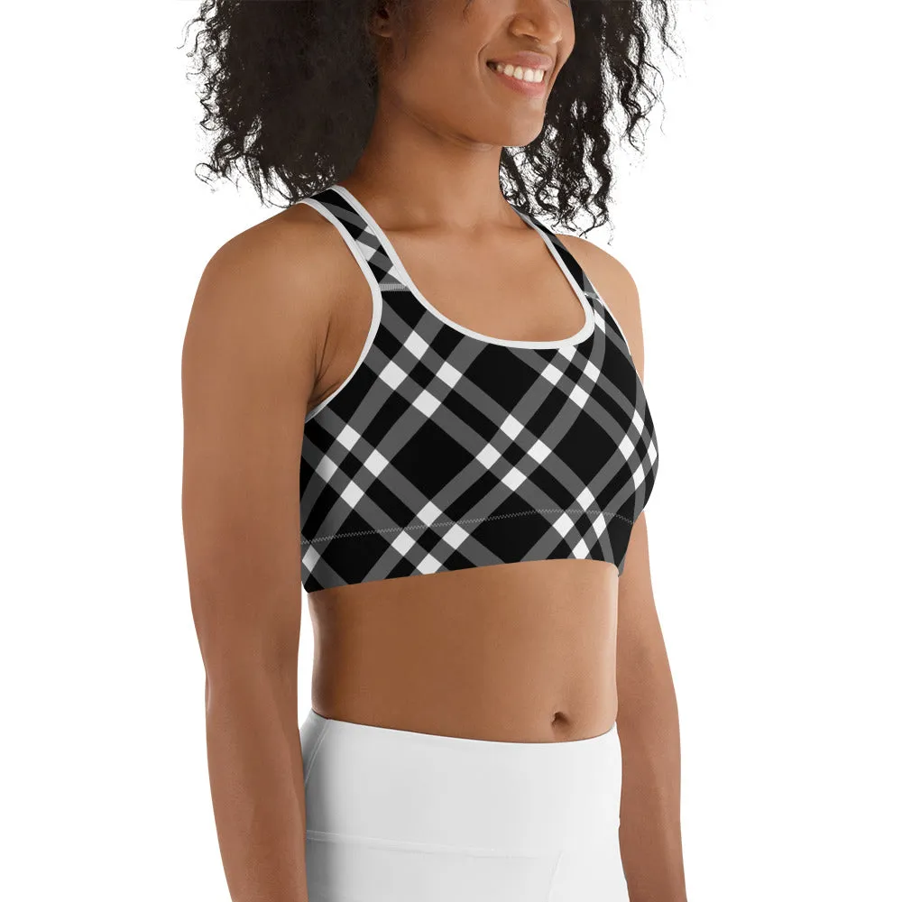 Sports Bra Black and White Gingham