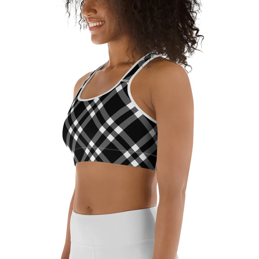 Sports Bra Black and White Gingham