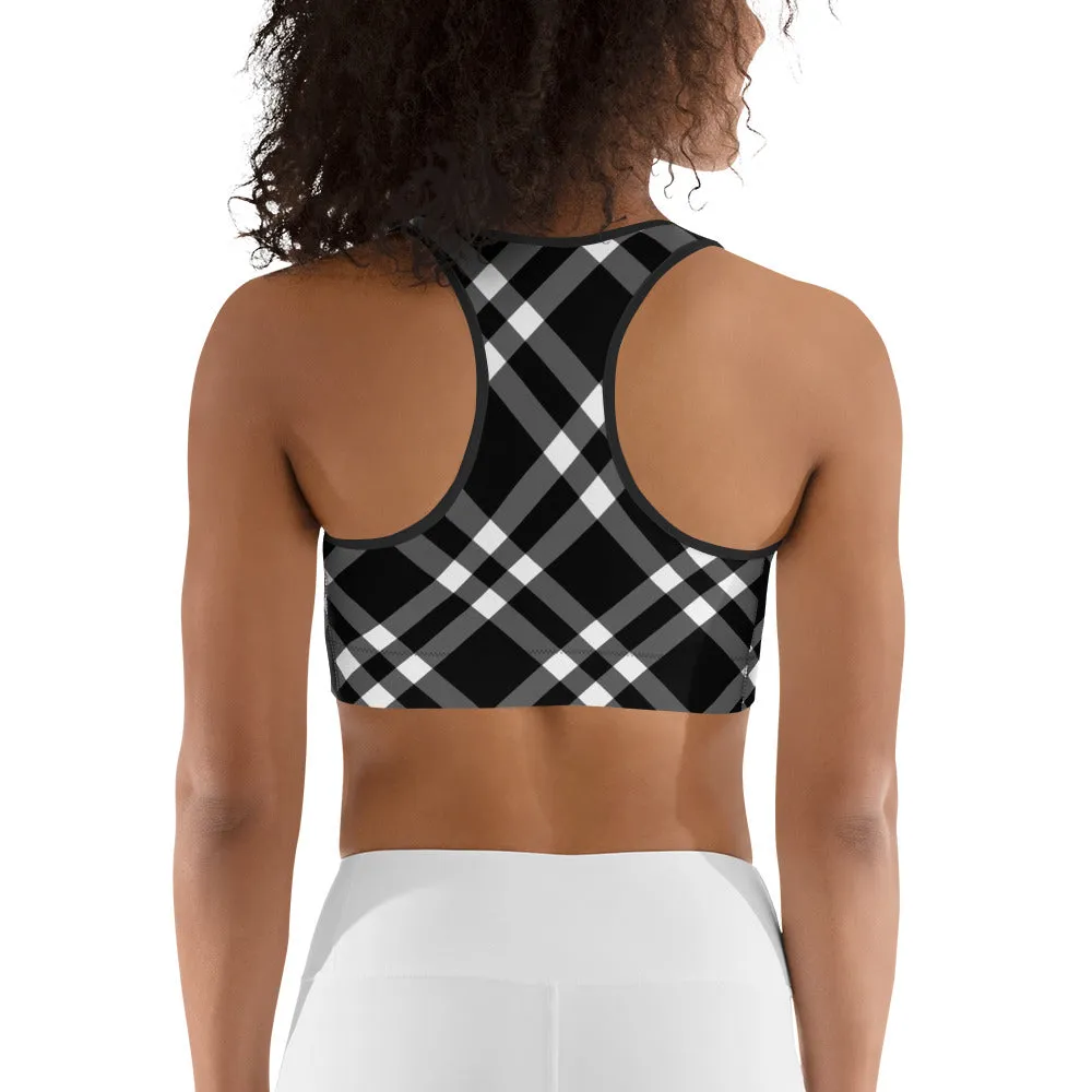 Sports Bra Black and White Gingham