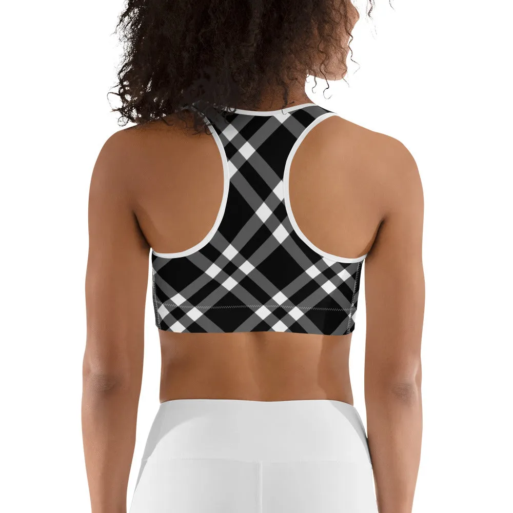 Sports Bra Black and White Gingham