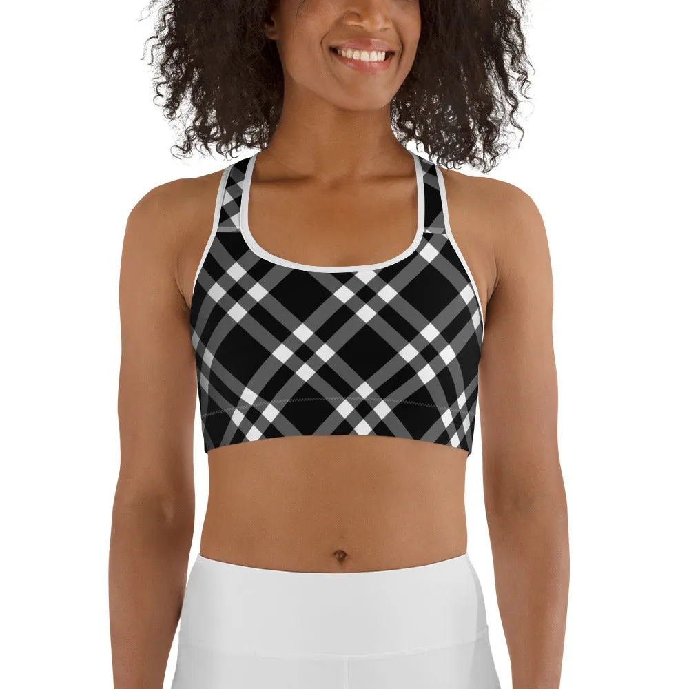 Sports Bra Black and White Gingham