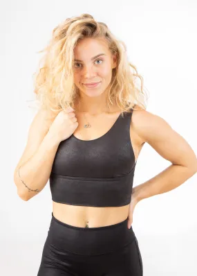 Sports Bra | Black Leather