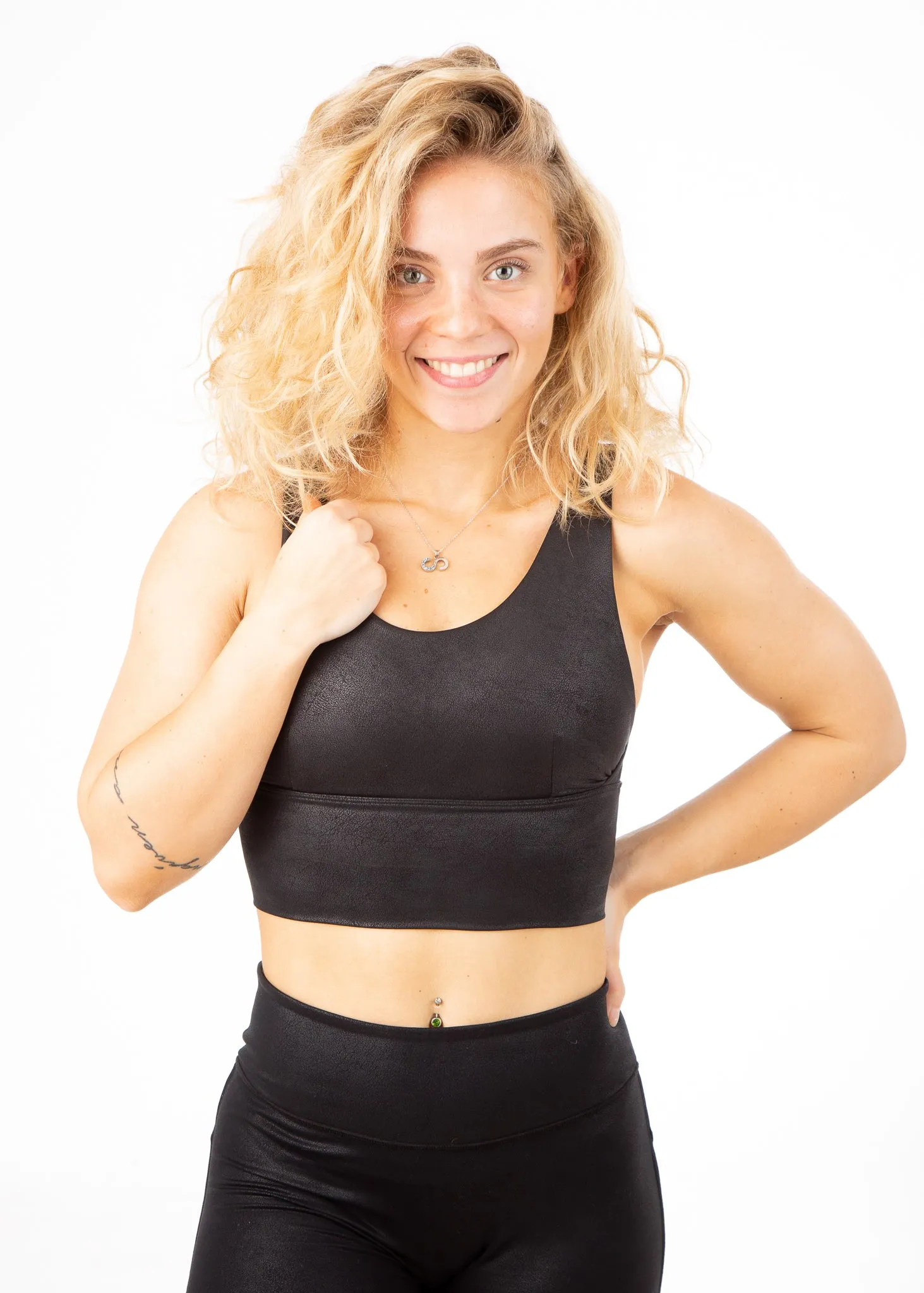 Sports Bra | Black Leather