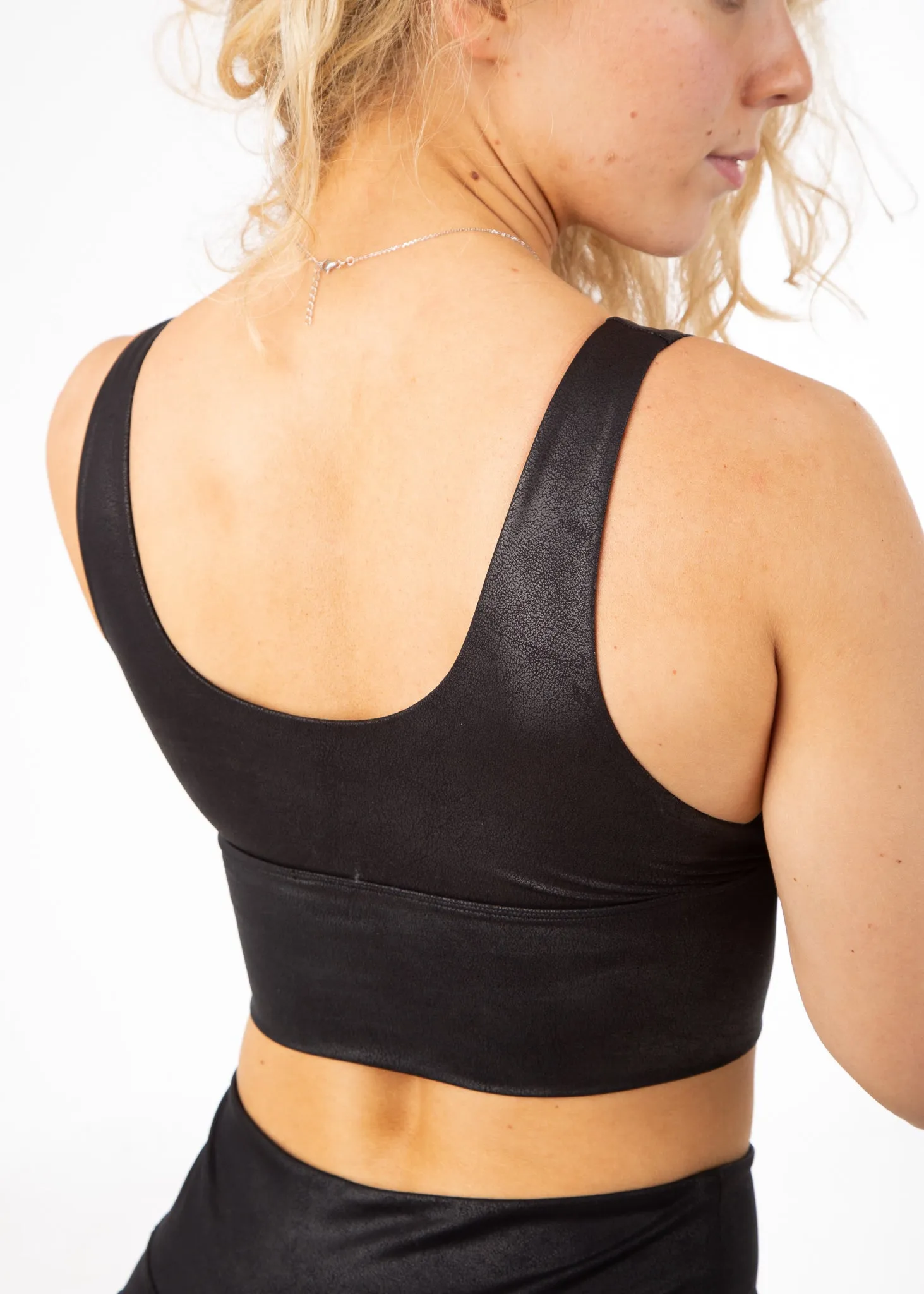 Sports Bra | Black Leather