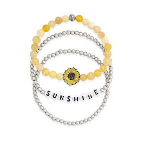 Sunshine   Sunflower Stretch Bracelet Set (Set of 3)