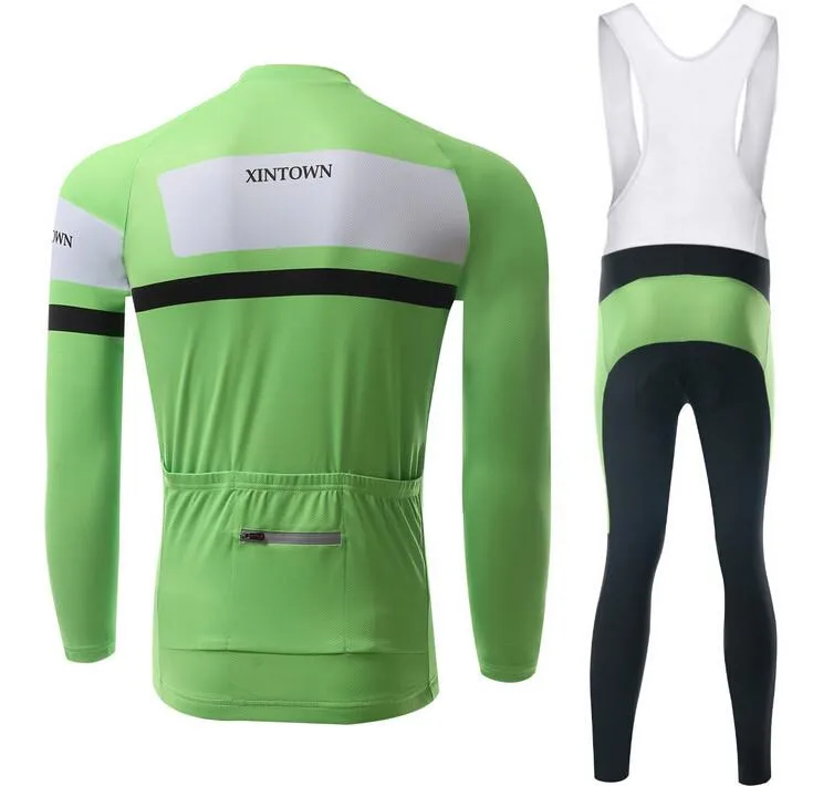 Super Comfortable Green Long Sleeve Cycling Jersey Set