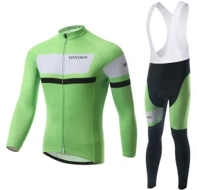 Super Comfortable Green Long Sleeve Cycling Jersey Set