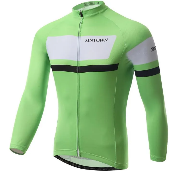 Super Comfortable Green Long Sleeve Cycling Jersey Set