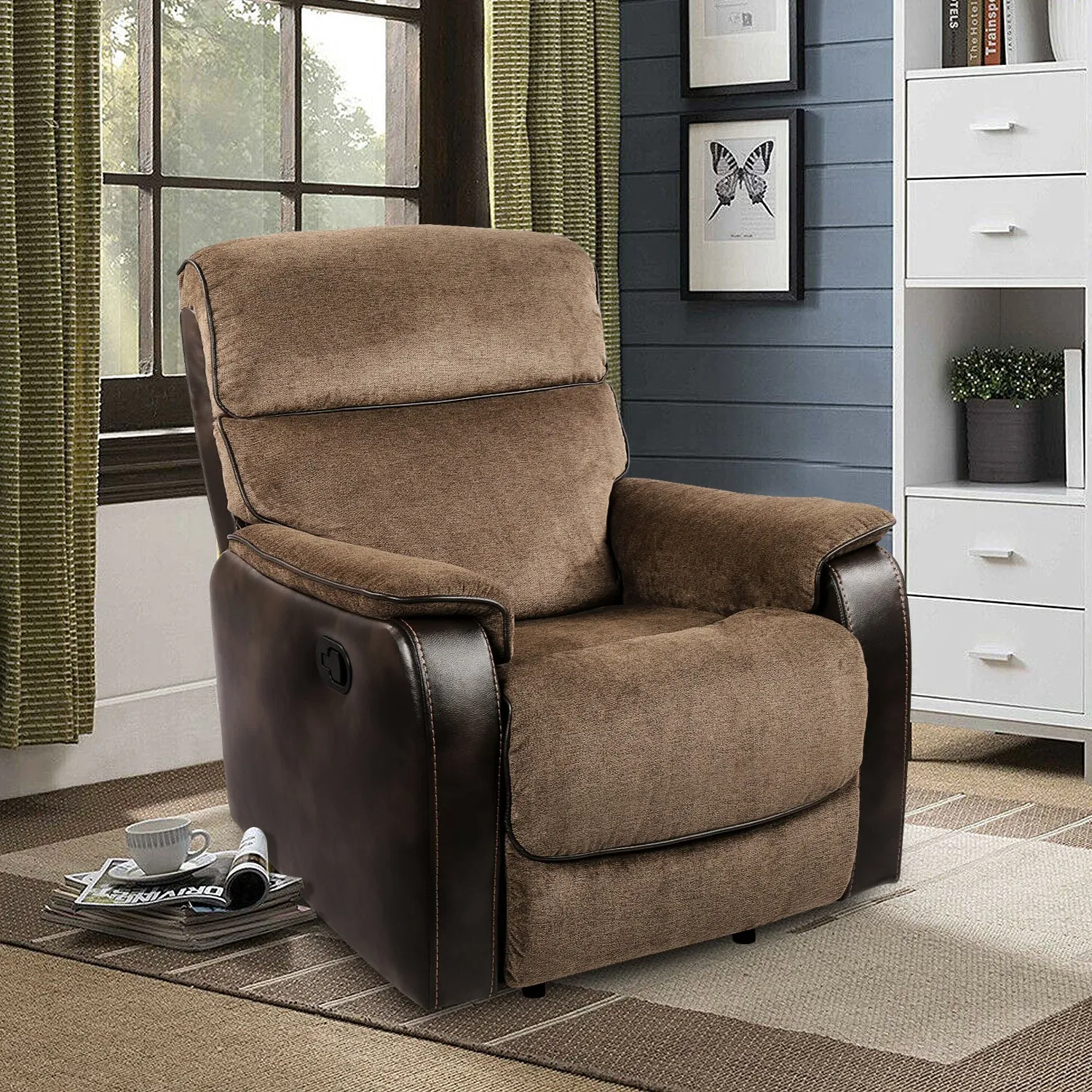 TackSpace Rocker Recliner Chair with Comfortable & Durable Soft-Touch Fabric