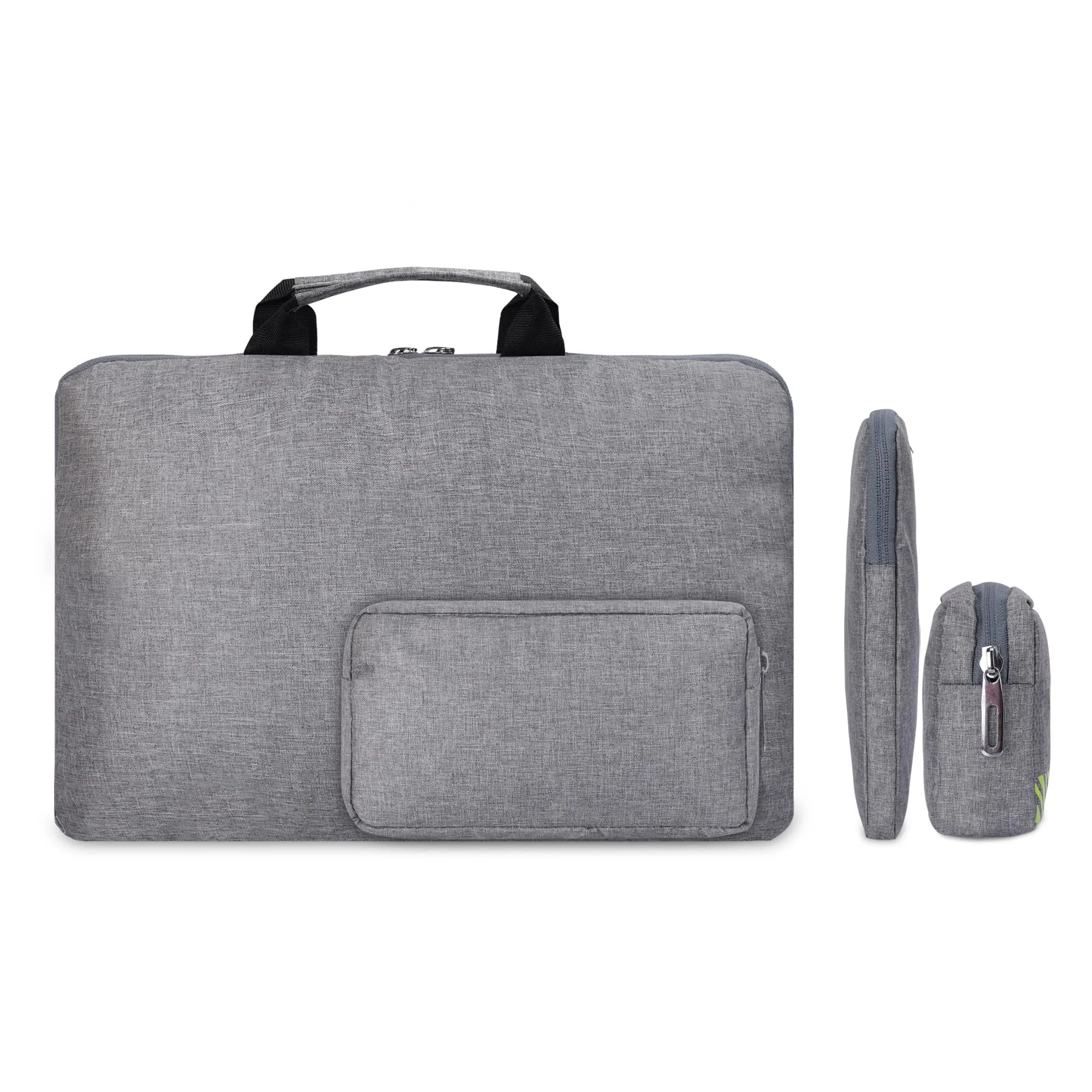 The Clownfish Combo of Rex Series Polyester 15.6 inch Laptop Sleeve with Comfortable Carry Handle & Scholar Series Multipurpose Polyester Travel Pouch Pencil Case Toiletry Bag (Grey)