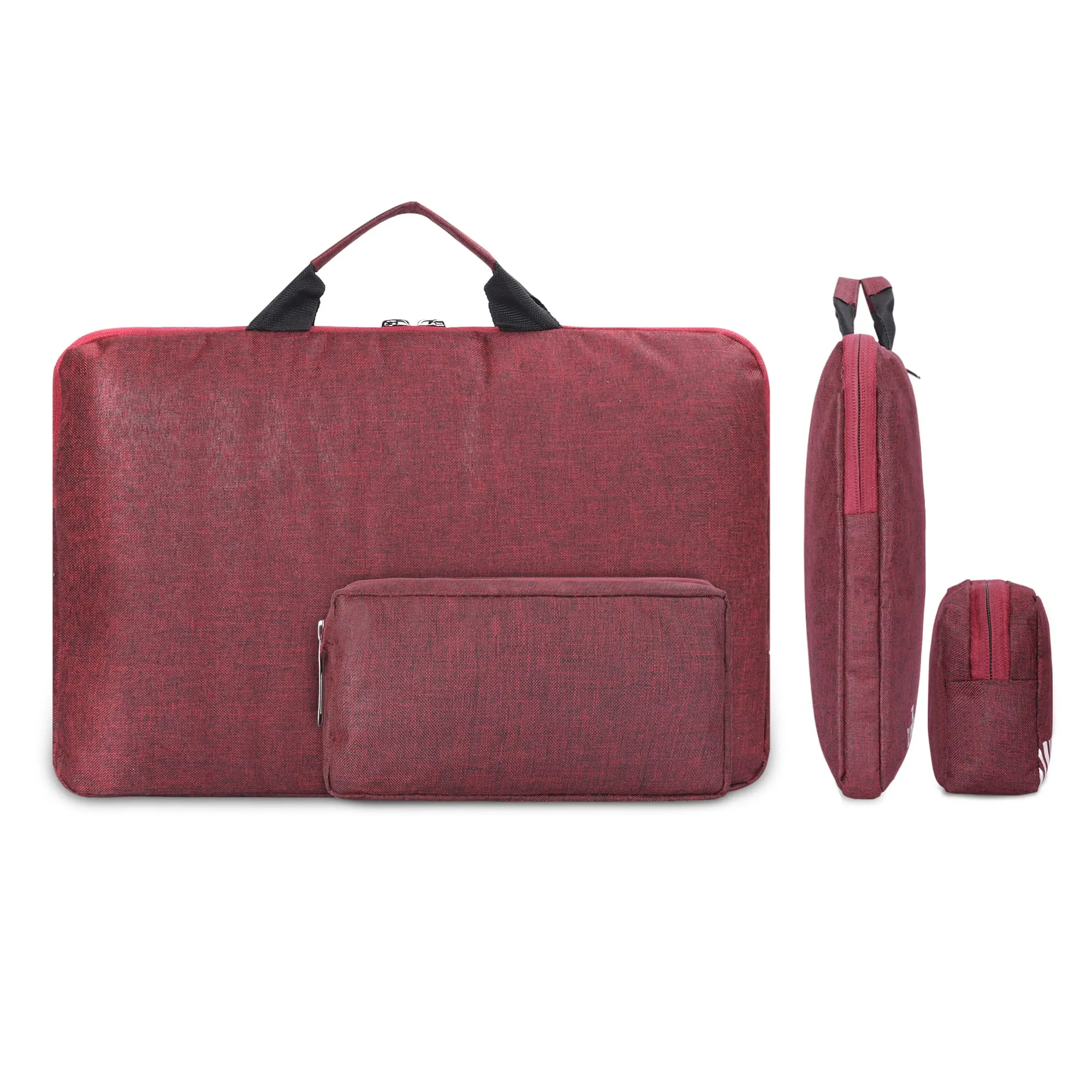 The Clownfish Combo of Rex Series Polyester 15.6 inch Laptop Sleeve with Comfortable Carry Handle & Scholar Series Multipurpose Polyester Travel Pouch Pencil Case Toiletry Bag (Maroon)