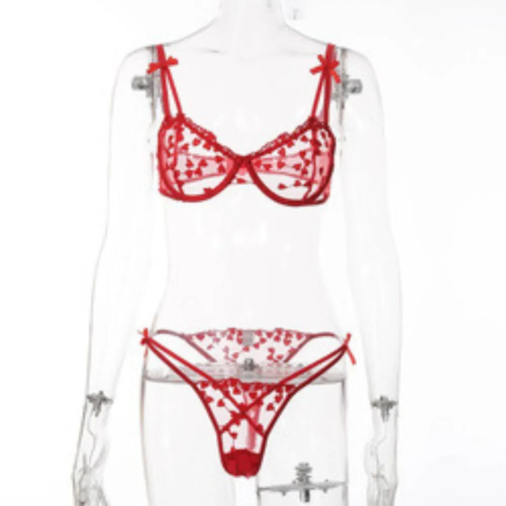 Transparent lace heart love lingerie