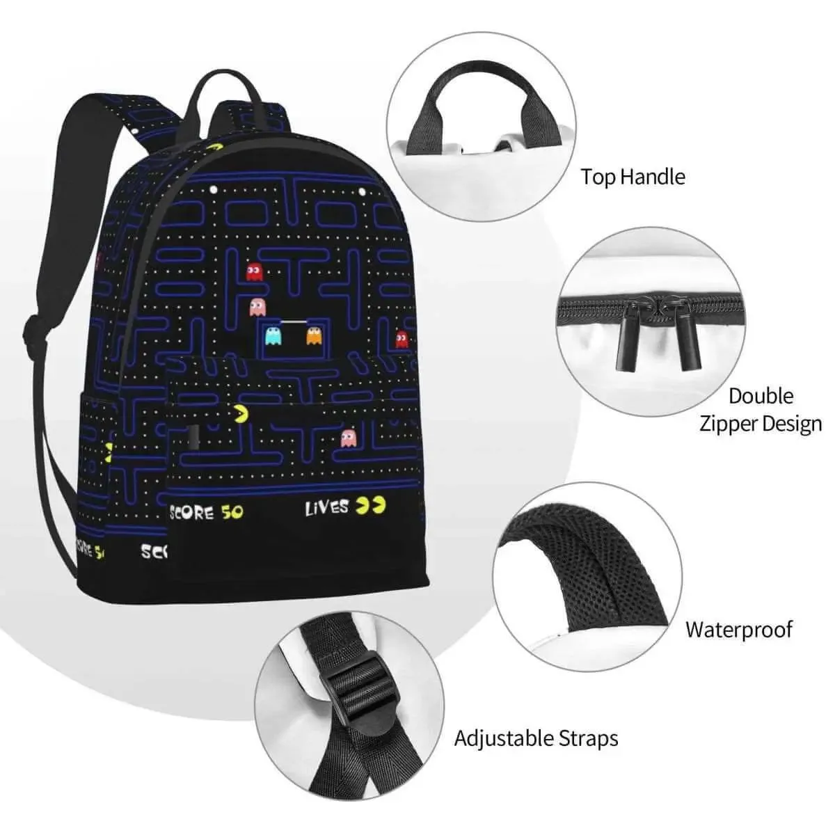 Vintage 80s Pacman Video Game Backpack - Fun and Functional