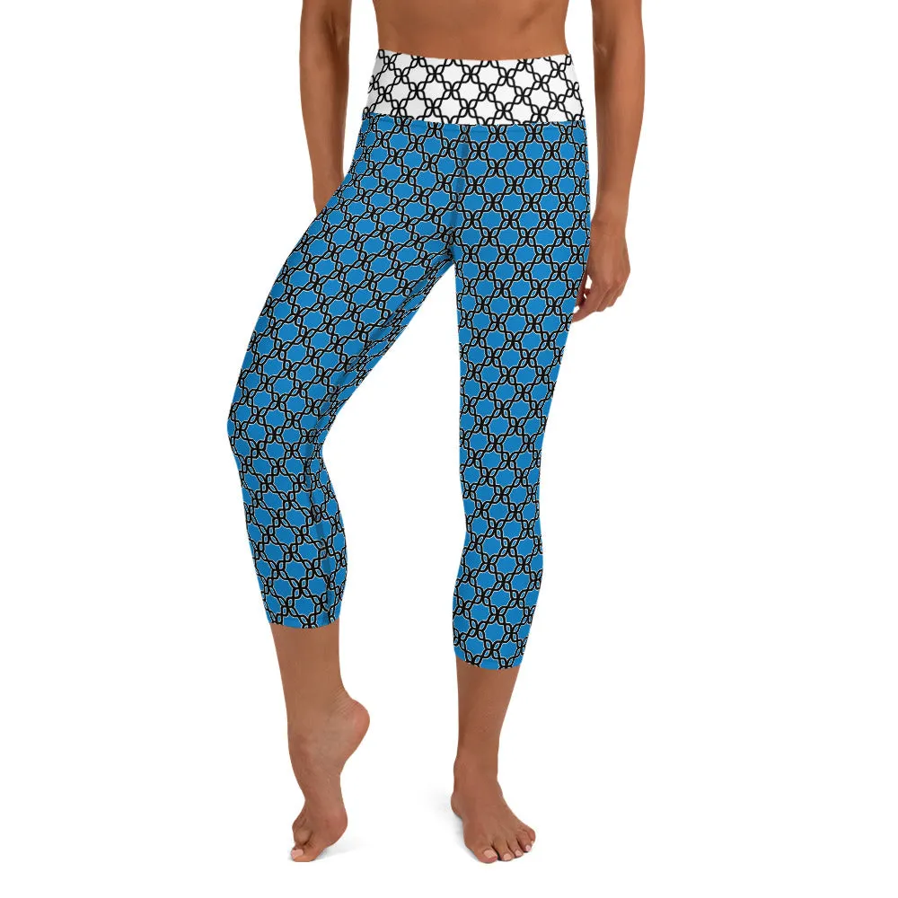 Yoga Capri Leggings Aqua Chain