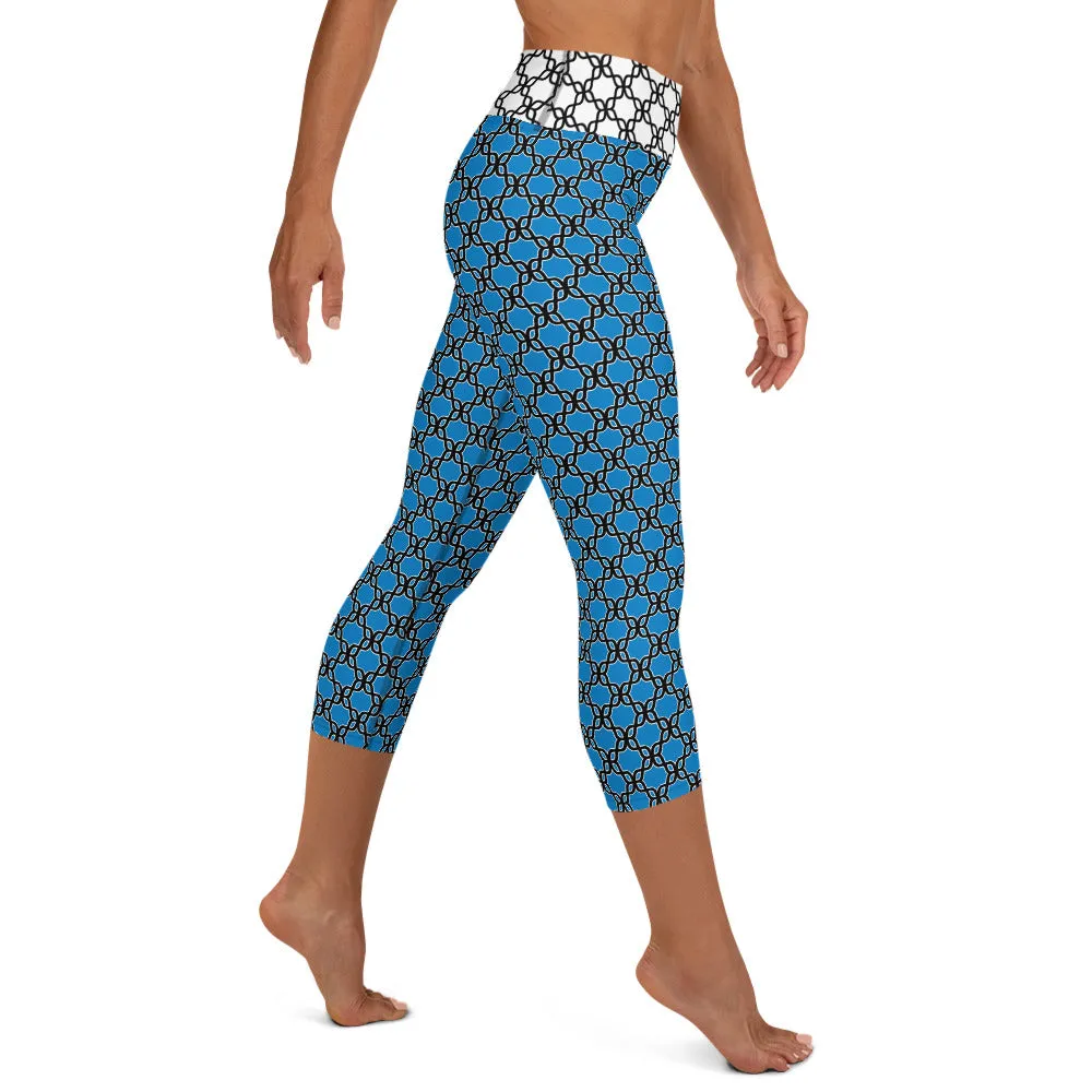 Yoga Capri Leggings Aqua Chain