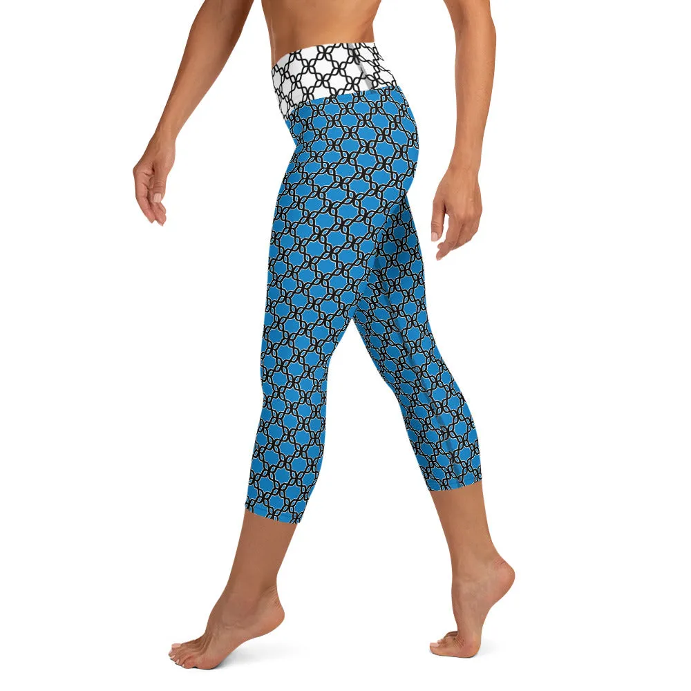 Yoga Capri Leggings Aqua Chain